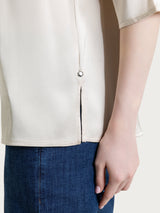 Blusa con manica 3/4 in Stretch Satin Bianchi Donna - Ragno
