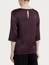 Blusa con manica 3/4 in Stretch Satin Marroni Donna - Ragno