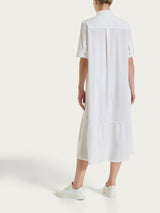 Abito lungo con collo a camicia in Poplin di Cotone Bianchi Donna - Ragno