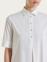 Abito lungo con collo a camicia in Poplin di Cotone Bianchi Donna - Ragno