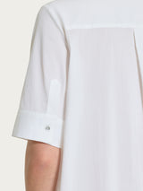 Abito lungo con collo a camicia in Poplin di Cotone Bianchi Donna - Ragno