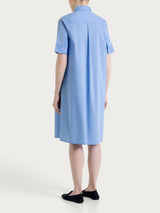 Abito con collo a camicia in Poplin di Cotone Blu Donna - Ragno
