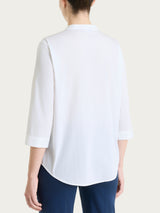 Camicia con pieghe frontali in Poplin di Cotone Bianchi Donna - Ragno