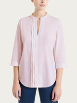 Camicia con pieghe frontali in Poplin di Cotone Rosa Donna - Ragno