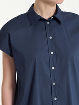 Camicia con manica kimono in Poplin di cotone Blu Donna - Ragno