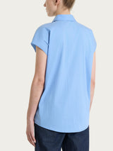 Camicia con manica kimono in Poplin di cotone Blu Donna - Ragno
