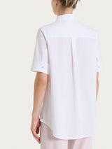 Camicia con collo a serafino in Poplin di cotone Bianchi Donna - Ragno