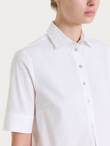Camicia con collo a serafino in Poplin di cotone Bianchi Donna - Ragno