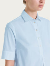 Camicia con collo a serafino in Poplin di cotone Azzurri Donna - Ragno