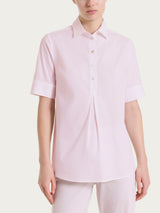Camicia con collo a serafino in Poplin di cotone Rosa Donna - Ragno