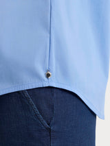Camicia con collo a serafino in Poplin di cotone Blu Donna - Ragno