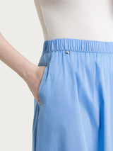 Long Flounce Skirt in Cotton Popline Blue Women's - Ragno