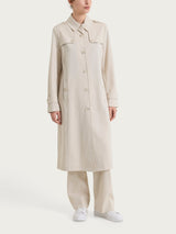 Long Trench in Compact Light Bianco Women's - Ragno