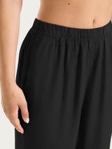 Pantalone ampio con tasche in Mussola Slub Neri Donna - Ragno