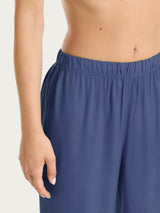 Pantalone ampio con tasche in Mussola Slub Blu Donna - Ragno