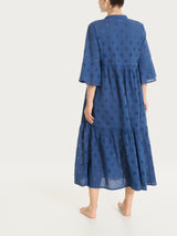 Abito lungo tinta unita in Sangallo Blu Donna - Ragno