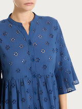 Abito lungo tinta unita in Sangallo Blu Donna - Ragno