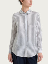Camicia a righe in EcoSeta Blu Donna - Ragno