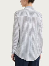 Camicia a righe in EcoSeta Blu Donna - Ragno