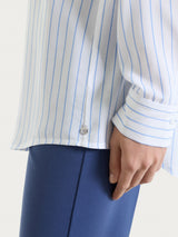 Camicia a righe in EcoSeta Blu Donna - Ragno