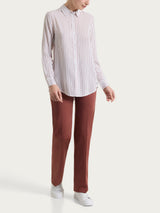 Camicia a righe in EcoSeta Marroni Donna - Ragno