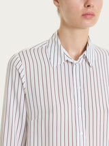 Camicia a righe in EcoSeta Viola Donna - Ragno