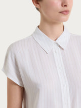 Camicia a righe con manica corta in Ecoseta Bianchi Donna - Ragno