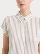 Camicia a righe con manica corta in Ecoseta Bianchi Donna - Ragno