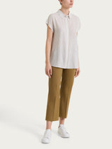 Camicia a righe con manica corta in Ecoseta Bianchi Donna - Ragno