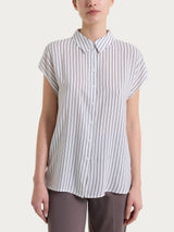 Camicia a righe con manica corta in Ecoseta Viola Donna - Ragno