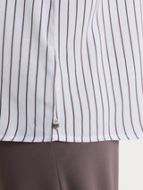 Camicia a righe con manica corta in Ecoseta Viola Donna - Ragno