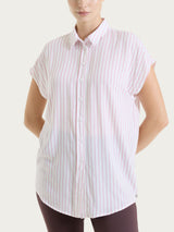 Camicia a righe con manica corta in Ecoseta Rosa Donna - Ragno
