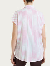 Camicia a righe con manica corta in Ecoseta Rosa Donna - Ragno