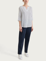 Blusa a righe in EcoSeta Blu Donna - Ragno
