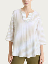 Blusa a righe in EcoSeta Bianchi Donna - Ragno