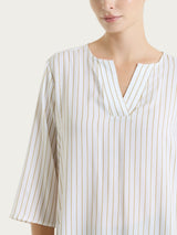Blusa a righe in EcoSeta Bianchi Donna - Ragno