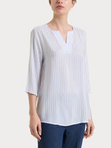Blusa a righe in EcoSeta Blu Donna - Ragno
