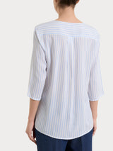 Blusa a righe in EcoSeta Blu Donna - Ragno