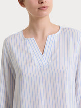 Blusa a righe in EcoSeta Blu Donna - Ragno