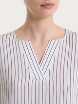 Blusa a righe in EcoSeta Viola Donna - Ragno