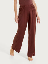 Pantalone ampio tinta unita in Summer Slub Marroni Donna - Ragno