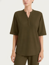 Maglia con scollo a serafino in Summer Slub Verdi Donna - Ragno