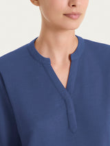 Maglia con scollo a serafino in Summer Slub Blu Donna - Ragno