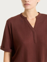 Maglia con scollo a serafino in Summer Slub Marroni Donna - Ragno