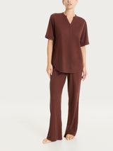 Maglia con scollo a serafino in Summer Slub Marroni Donna - Ragno