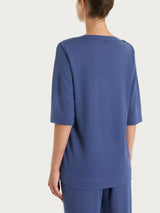 Maglia con scollo a barchetta in Summer Slub Blu Donna - Ragno