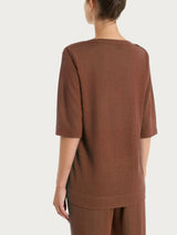 Maglia con scollo a barchetta in Summer Slub Marroni Donna - Ragno