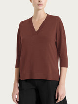 Maglia con scollo a V in Lurex Summertime Marroni Donna - Ragno