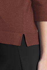 Maglia con scollo a V in Lurex Summertime Marroni Donna - Ragno