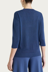 Maglia con scollo a V in Lurex Summertime Blu Donna - Ragno